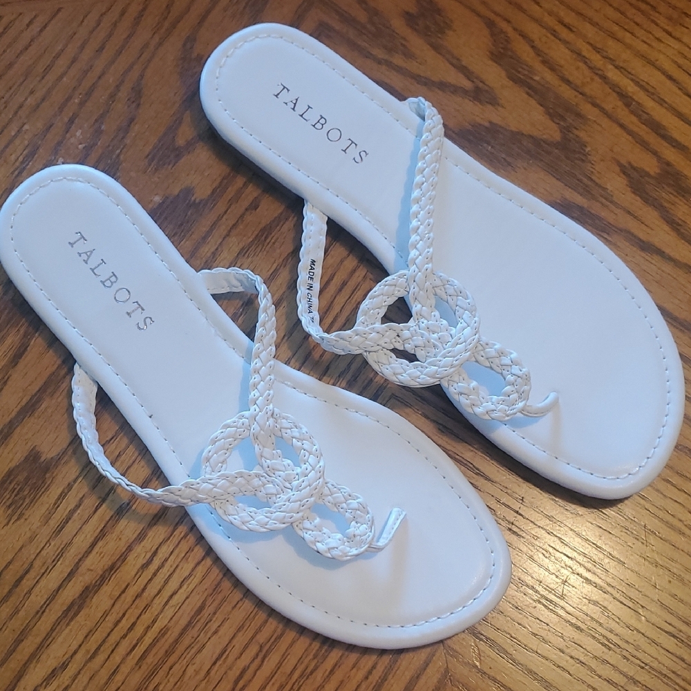 Talbots White Braided Sandals